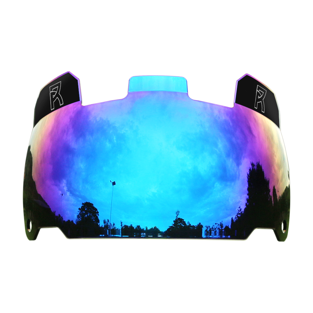 REYRR VISION DEEP OCEAN BLUE football visor with anti-fog, scratch-resistant polycarbonate shield and quick-release system