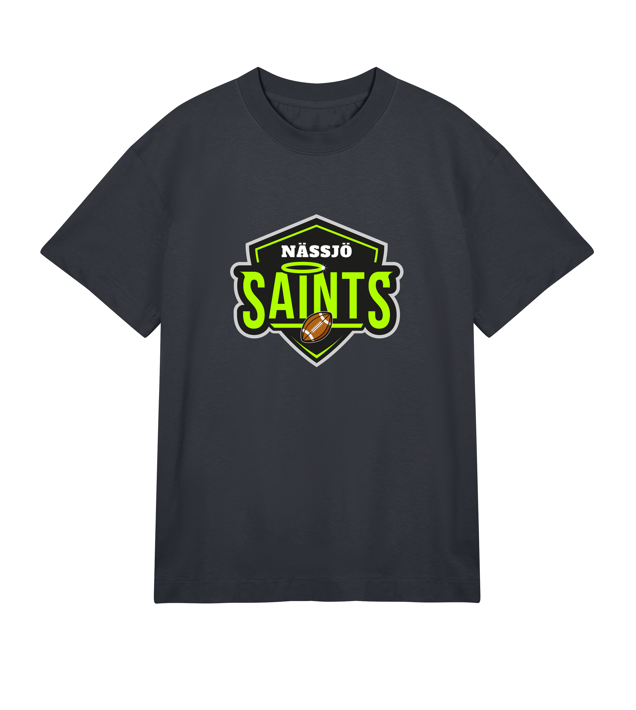 Nässjö Saints Boxy Tee men's organic cotton heavy jersey t-shirt with neon green logo and oversized fit