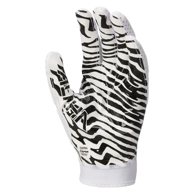 Nike Superbad 7.0 football glove with black and white zebra pattern and Magnigrip+ palm for enhanced grip
