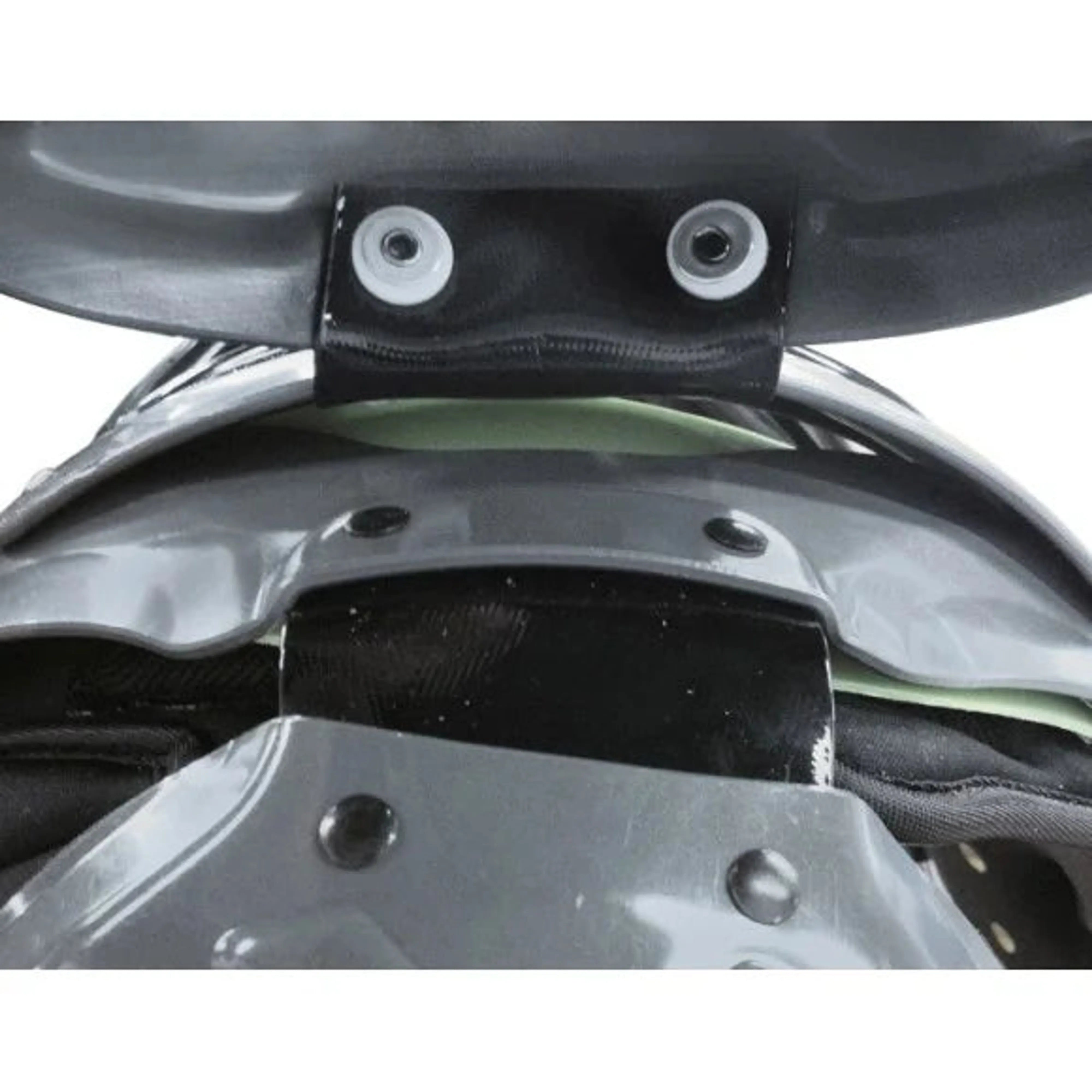 Close-up image of Xtech X2 Standard Shoulder Pads showing black and gray protective foam and hard plastic components with adjustable straps