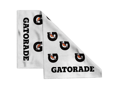 Gatorade premium sideline towel in white with G logo, two towels shown