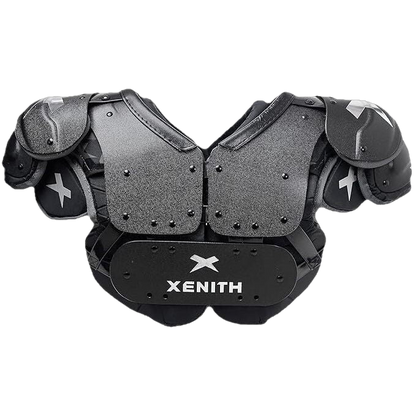 Xenith Pro Varsity all-purpose black football shoulder pads with ergonomic design and adjustable fit for superior protection and comfort
