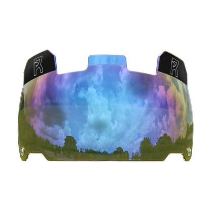 Clear Reyrr VISION NORDIC SKY football visor with high-impact polycarbonate, anti-fog and scratch-resistant coating, designed for optimal clarity and quick release attachment.