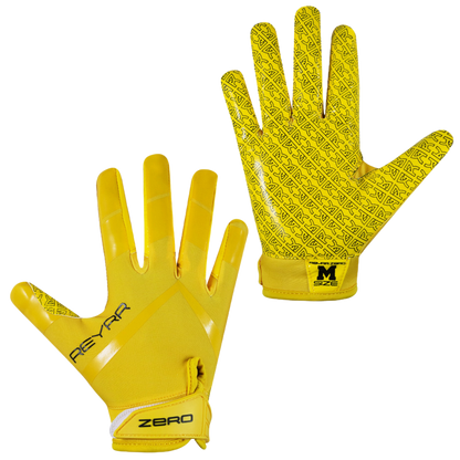 Yellow Reyrr Zero gloves with Reyrr GripTech technology, lightweight and breathable design for football and floorball players.