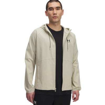 UA Stretch Woven Windbreaker — zipper and pocket detail