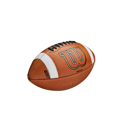 Wilson GST 1003 leather football top view showing modern design and grip stripes