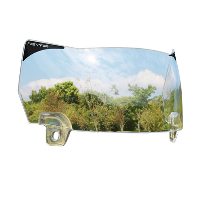 Clear Reyrr VIZU Football Visor designed for Riddell Speedflex and Schutt F7 helmets with ultra-wide, distortion-free LXO optics and high UV protection.