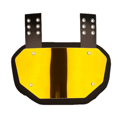 Reyrr Gold Back Plate for football shoulderpads with gold-coated impact absorption and breathable design