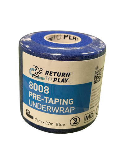 Return to Play Underwrap Blue — unrolled foam tape view