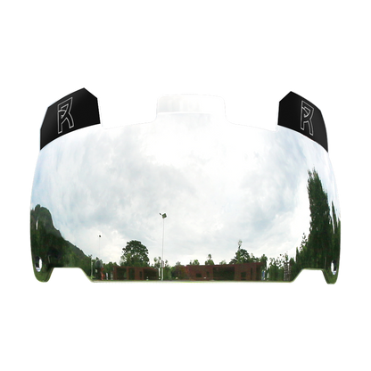 REYRR VISION CHROME MIRROR football visor with high-impact polycarbonate, anti-fog and scratch-resistant coating, quick release, and facemask attachment.
