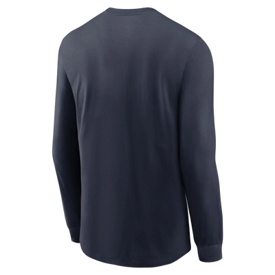 Navy long-sleeve shirt on a white background